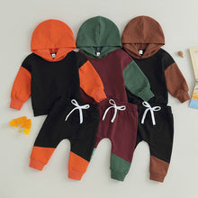 Load image into Gallery viewer, Baby Toddler Boy 2Pcs Outfits Contrast Color Long Sleeve Hoodie and Elastic Waist Pants
