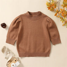 Load image into Gallery viewer, Toddler Kids Girls Knit Sweaters Long Puff Sleeve Round Neck Loose Pullover Tops Toddler Knitwear
