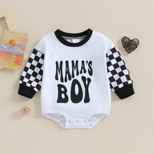 Load image into Gallery viewer, Baby Boy Rompers Checkerboard Long Sleeve Round Neck Letter Mama&#39;s Boy Print Bodysuits Playsuits
