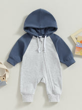 Load image into Gallery viewer, Baby Toddler Boy Girl Long Sleeve Zipper Color Block Romper Jumpsuit Fall Winter Clothes
