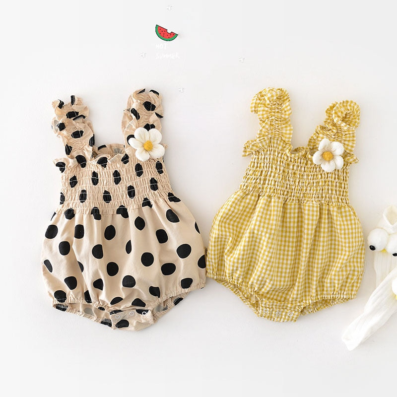 Polka Dot Flower Tank Romper