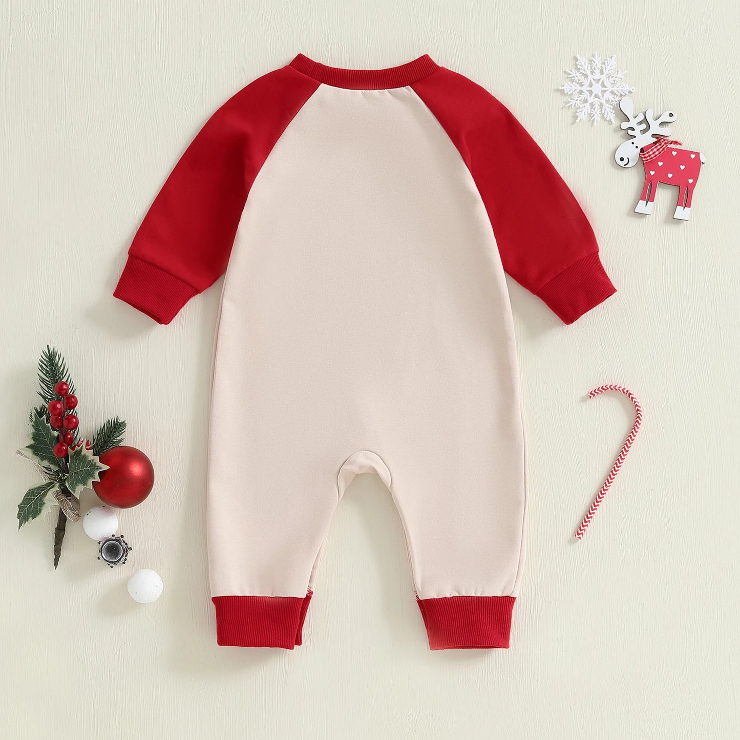 Baby Boys Girls Joy To The World Christmas Romper Letter Tree Long Raglan Sleeve Crewneck Jumpsuit Winter Clothes