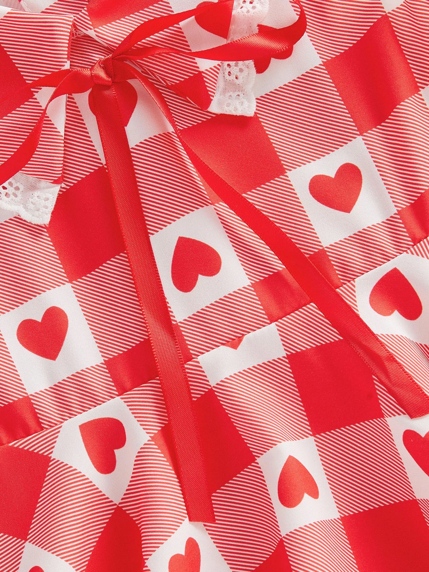 Baby Toddler Kids Girls Valentine's Day Dress Summer Sleeveless Lapel Plaid Heart Print Sweet A-Line Sundress