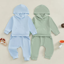 Load image into Gallery viewer, Baby Toddler Boys Girls Fall Outfit Ribbed Long Sleeve Hooded Top and Elastic Waist Pants Jogger Set
