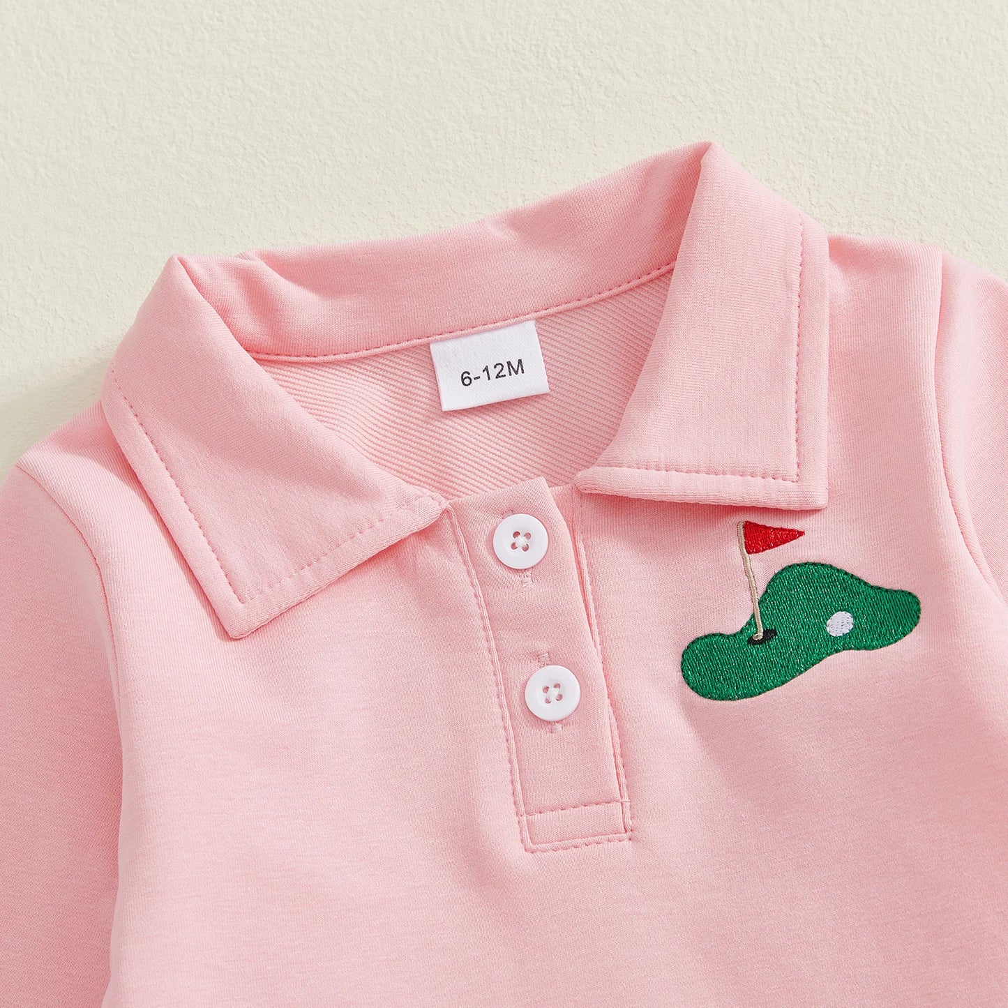 Baby Toddler Girls Casual Dress Long Sleeve Button Closure Embroidery Golf Cart Pleated Fall Dress