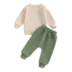 Baby Toddler Boys 2Pcs A Little Dirt Never Hurt Fall Outfit Long Sleeve Tractor Letter Print Top + Pants Set
