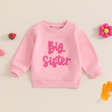 Load image into Gallery viewer, Toddler Kids Girls Big Sister Long Sleeve Crewneck Letter Embroidery Loose Fit Pullover Top
