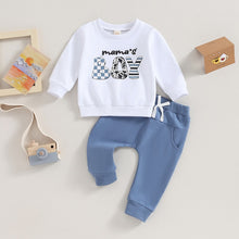 Load image into Gallery viewer, Baby Toddler Boy 2 Pcs Clothes Set Letter Mama&#39;s Boy Print Long Sleeve Crew Neck Pullover Top Elastic Pants Set
