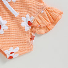 Load image into Gallery viewer, Toddler Baby Girl 2Pcs Bodysuit Floral Print Flutter Sleeve Ruffle Shorts Summer Bodysuit Set
