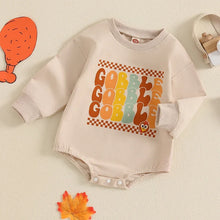 Load image into Gallery viewer, Baby Girls Boys Thanksgiving Gobble Bubble Romper Letter Turkey Print Long Sleeve Fall Jumpsuit
