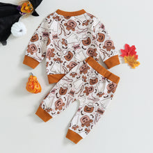 Load image into Gallery viewer, Baby Toddler Girls Boy 2Pcs Pants Sets Halloween Long Sleeve Ghost Pumpkin Print Top Drawstring Pant Outfit
