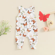 Load image into Gallery viewer, Baby Girl Summer Romper Cute Butterfly/Cactus Print Sleeveless Round Neck Jumpsuit Overalls
