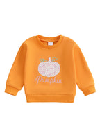 Baby Toddler Boys Girls Long Sleeve Pumpkin/Ghost/Christmas Tree Embroidery Crew Neck Top