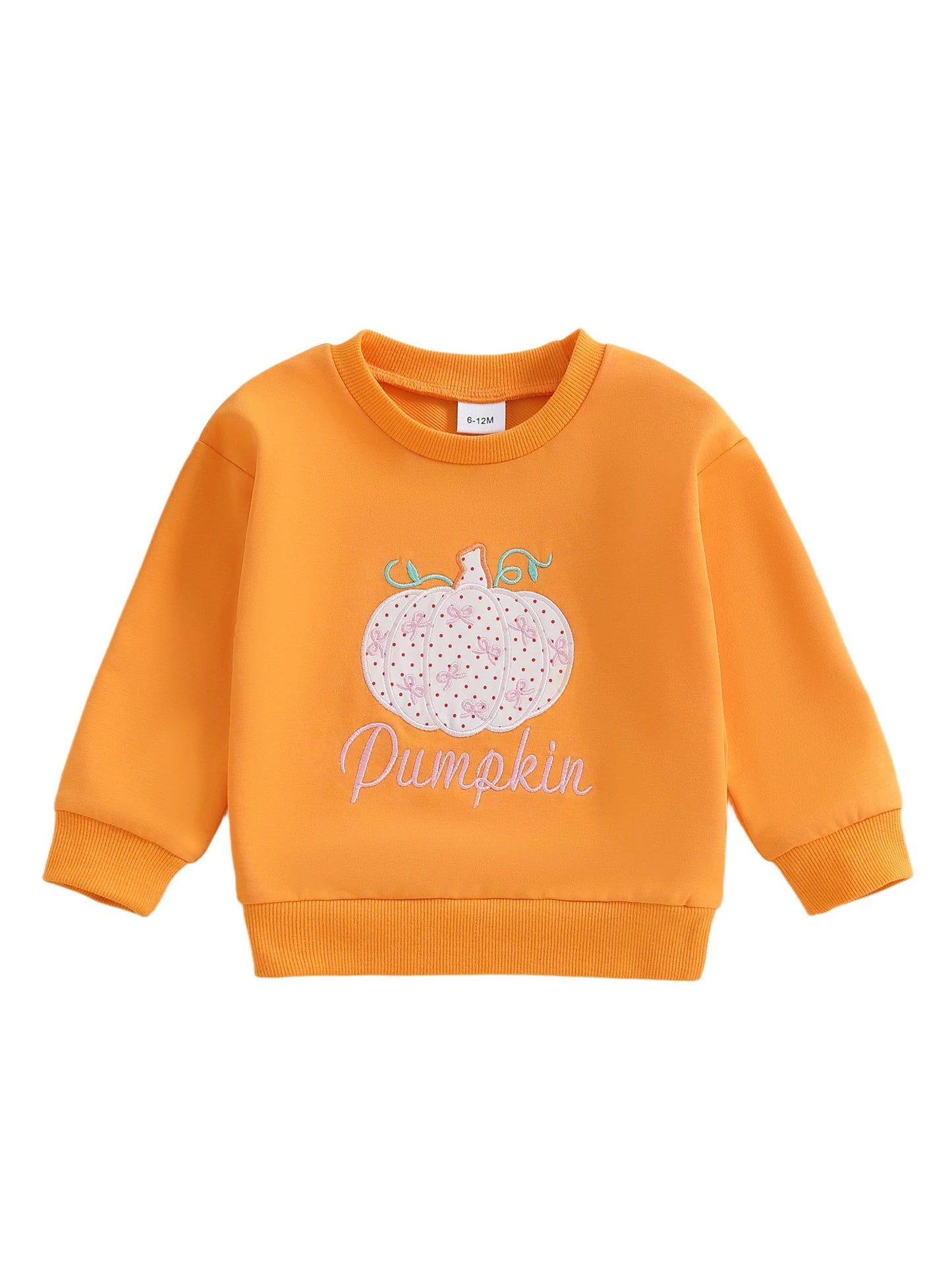 Baby Toddler Boys Girls Long Sleeve Pumpkin/Ghost/Christmas Tree Embroidery Crew Neck Top