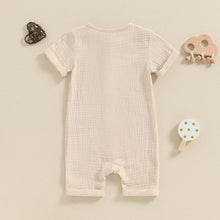 Load image into Gallery viewer, Baby Boys Girls Summer Short Sleeve Romper Solid Color Front Button Jumpsuit
