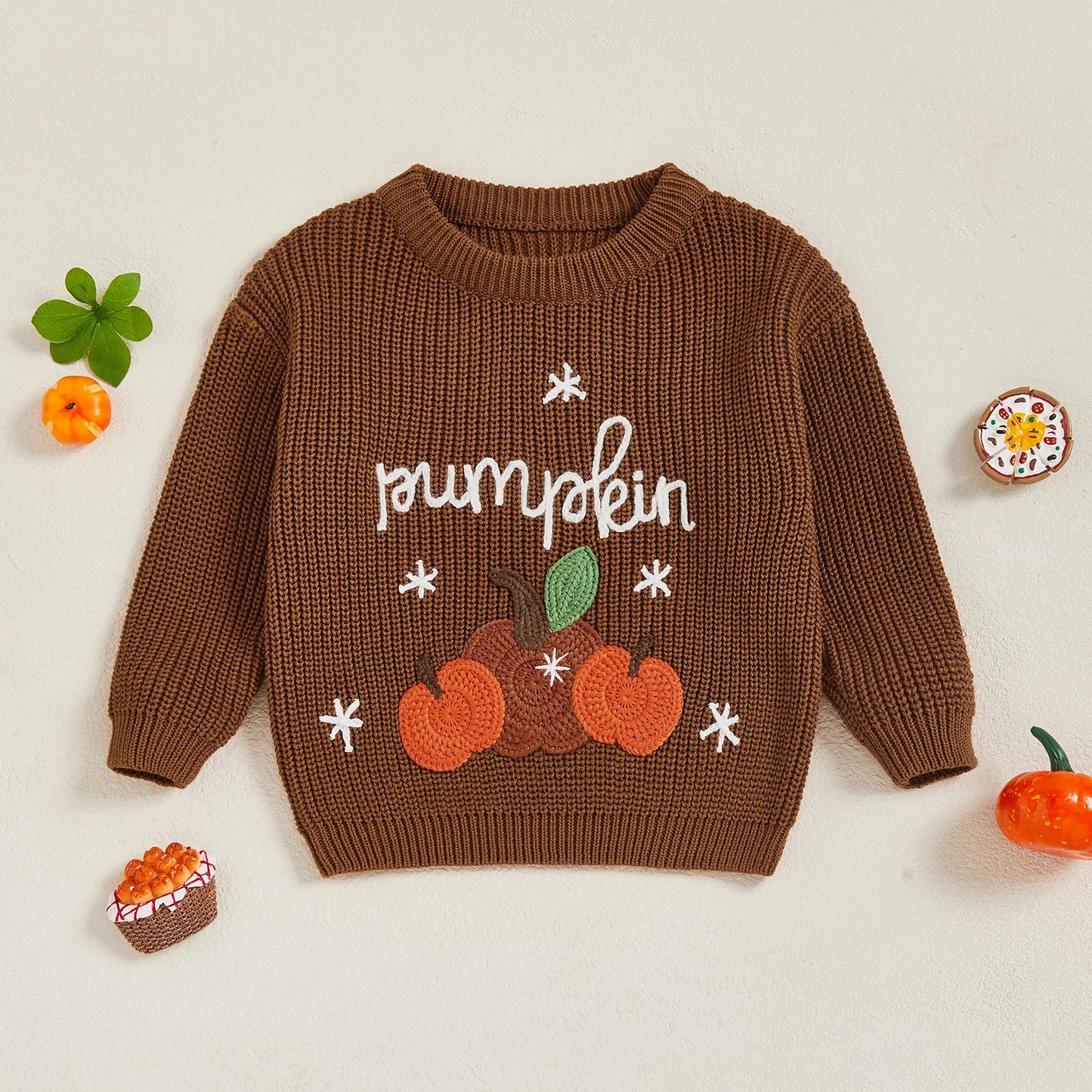 Baby Toddler Kids Boys Girls Halloween Fall Sweater Long Sleeve Round Neck Pumpkin/ Pumpkin Season Truck/Ghost Embroidery Knit Top