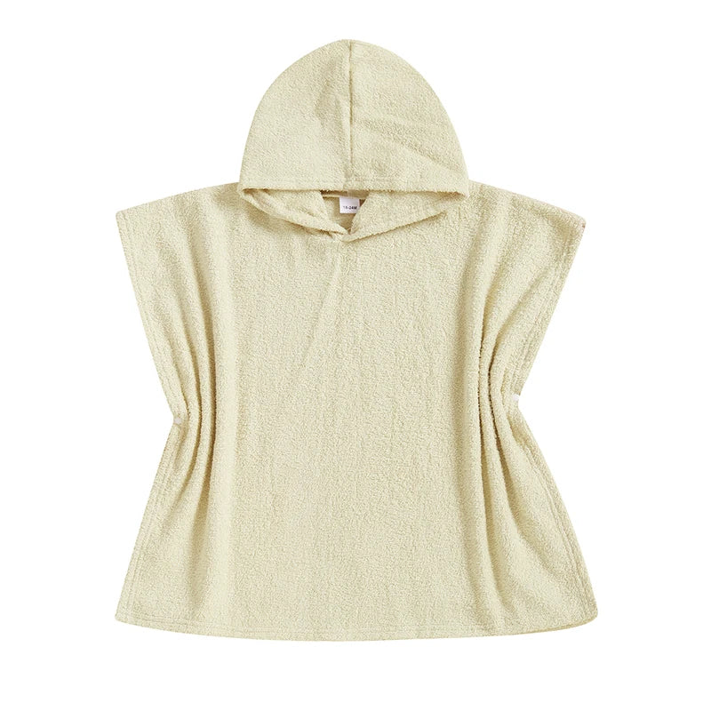 Toddler Kids Boys Girls Hooded Beach Swim Poncho Towels Solid Color Loose Fit Beach Robe Cover-up for Summer