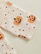 Baby Toddler Boys Girls 2Pcs Halloween Outfit Pumpkin Print Long Sleeve Shirt + Pants Set Loungewear