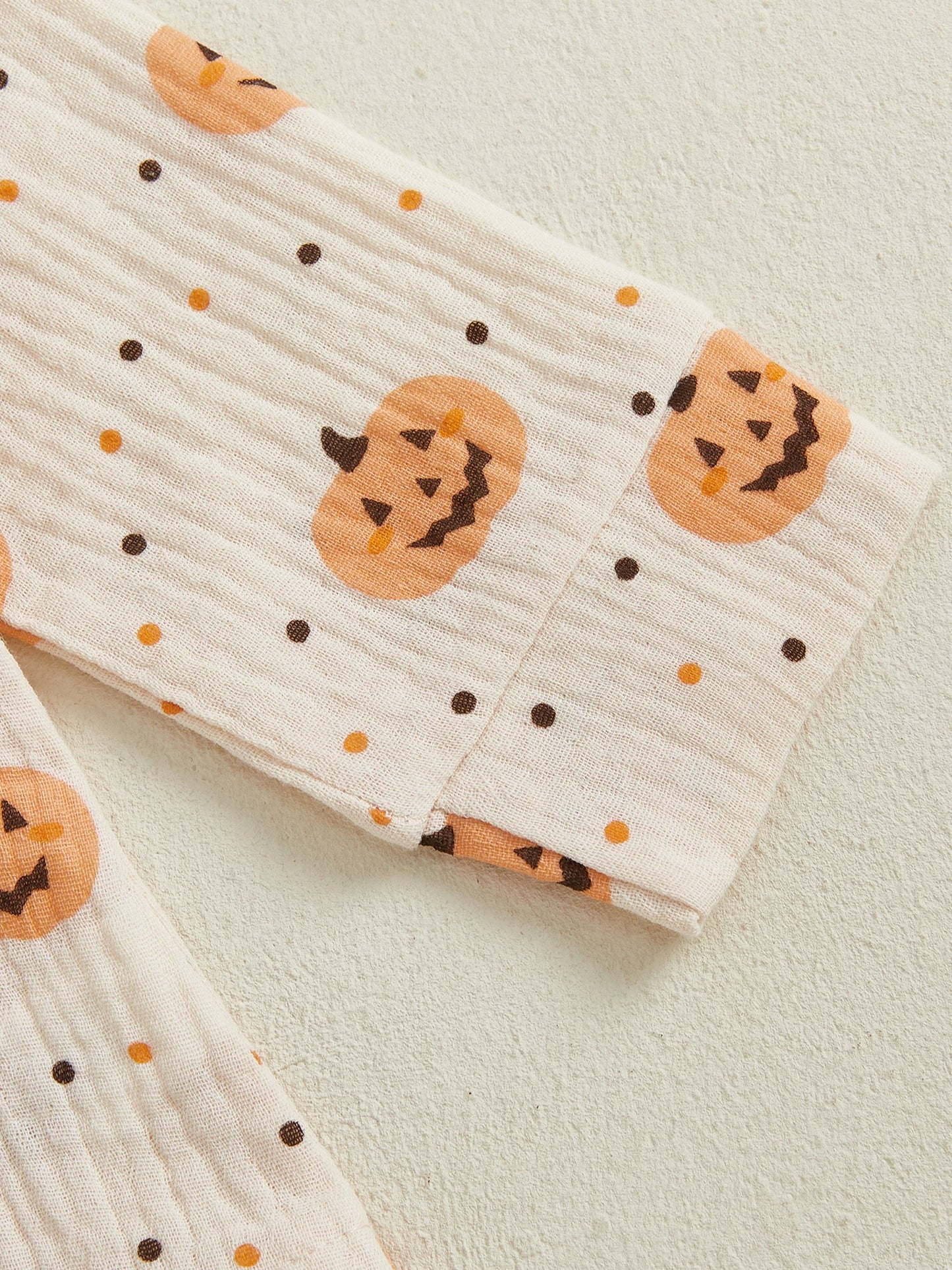 Baby Toddler Boys Girls 2Pcs Halloween Outfit Pumpkin Print Long Sleeve Shirt + Pants Set Loungewear