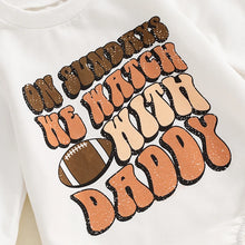 Load image into Gallery viewer, Baby Girls Boys On Saturdays We Watch Football With Daddy Romper Long Sleeve Crew Neck Letters Print Fall Jumpsuit
