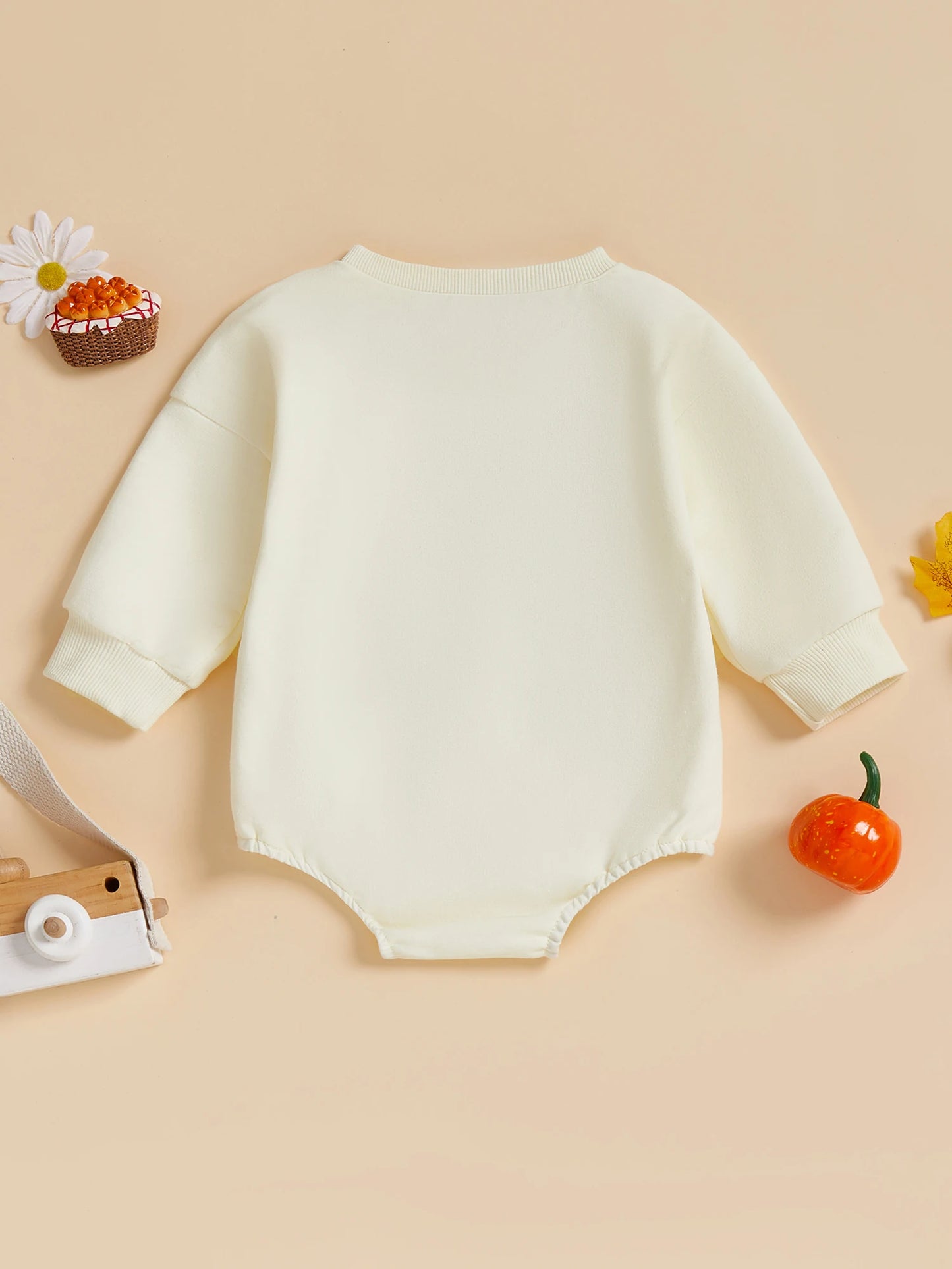 Baby Girls Romper Little Turkey / Mama's Little Pumpkin Long Sleeve Round Neck Pumpkin/Turkey Print Bodysuit Fall Thanksgiving Playsuit