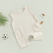 Load image into Gallery viewer, Baby Girls Boys Romper Summer Tank Top Round Neck Casual Solid Cotton Jumpsuit
