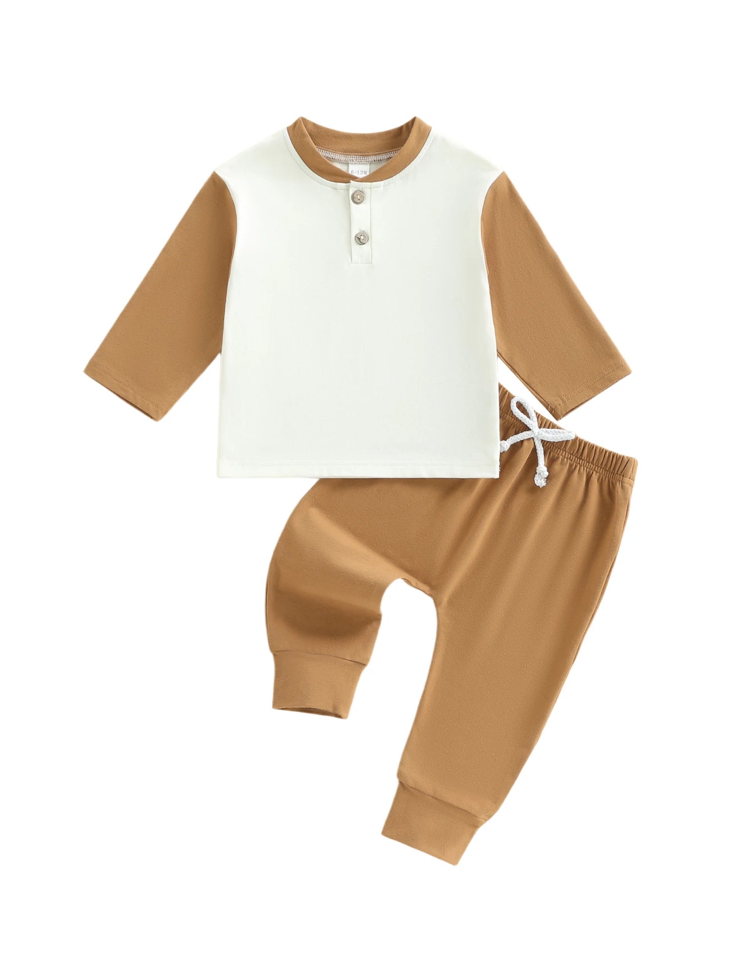 Baby Toddler Boys 2Pcs Outfit Long Sleeve Contrast Color Top Pants Set