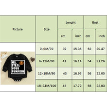 Load image into Gallery viewer, Baby Boys Halloween Bodysuit Black Long Sleeve Mr Steal Your Pumpkin Print Romper Jumpsuit
