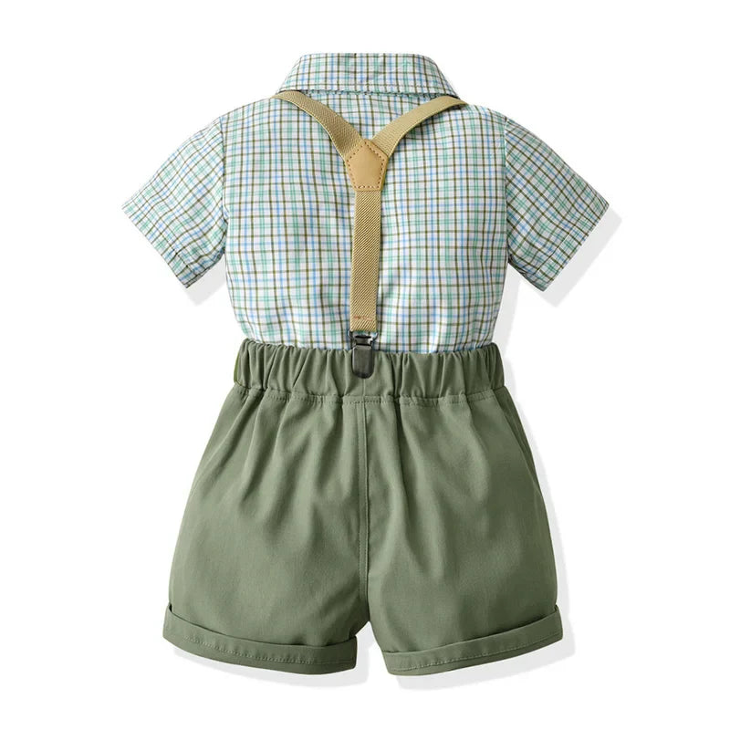 Short Sleeve Bow Tie Suspender Set