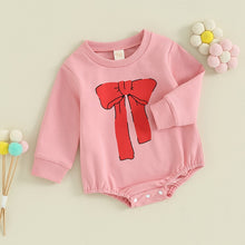 Load image into Gallery viewer, Baby Girl Romper Bow Print Long Sleeve Round Neck Playsuit Jumpsuit
