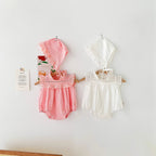 Lace Ruffle Neck Romper Set