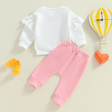 Load image into Gallery viewer, Baby Toddler Girls 2Pcs Outfit Heart Embroidery Ruffles Long Sleeve Top and Elastic Pants Set
