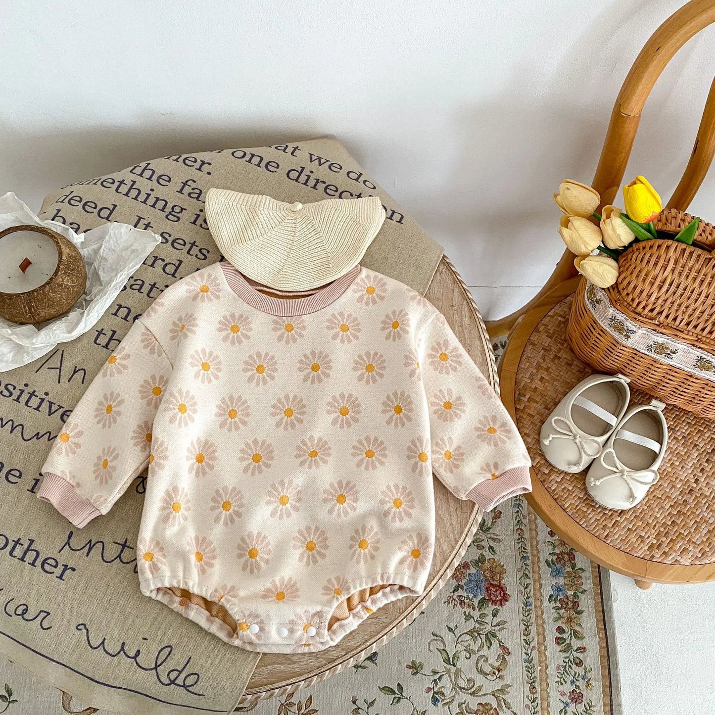 Baby Toddler Girl Clothes Flower Bubble Romper Long Sleeve Thick Warm Jumpsuit