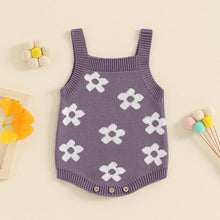 Load image into Gallery viewer, Baby Girl Summer Knit Romper Casual Floral Print Sleeveless Jumpsuit
