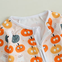Load image into Gallery viewer, Baby Girl Boy Halloween Romper Long Sleeve Round Neck Pumpkins Print Jumpsuit Newborn Fall Outfit
