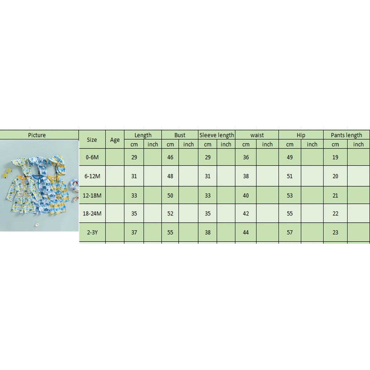 Baby Toddler Boys 3Pcs Rash Guard Swimsuit Set Palm Tree Print Long Sleeve Round Neck Top and Shorts Hat Set