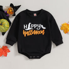Load image into Gallery viewer, Baby Boy Girl Halloween Bodysuit Boo Long Sleeve Round Neck Bat Letter Print Jumpsuit Romper
