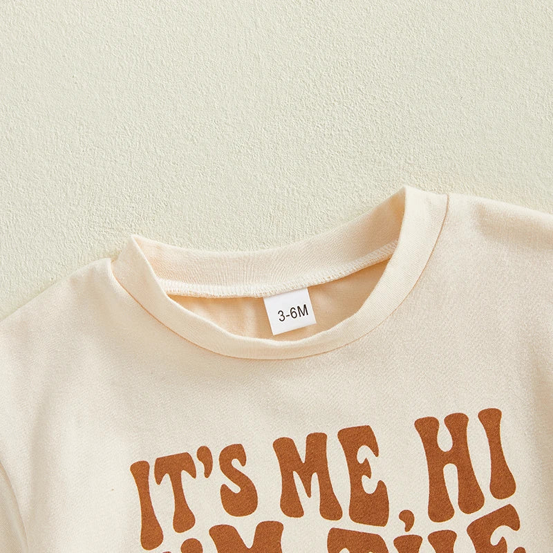 Baby Boy Girl It's Me Hi I'm The Baby It's Me Summer Spring Clothes Funny Print Letters Bubble Romper Oversized Short Sleeve Jumpsuit Bodysuit