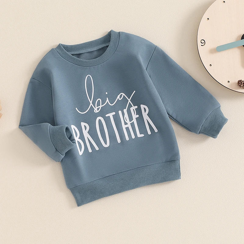 Baby Toddler Boys Big Brother Letter Print Long Sleeve Pullover Autumn Top