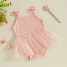 Load image into Gallery viewer, Baby Girls Romper Mesh TuTu Dress Skirt Summer Tie Tank Strap Sleeveless Square Neck Jumpsuit
