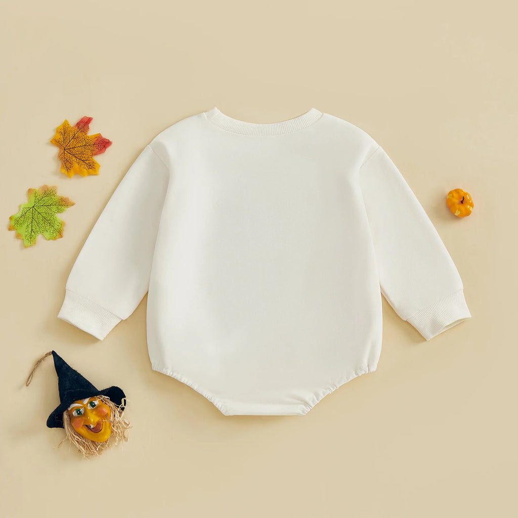 Baby Girls Boys Bubble Romper Long Sleeve Crew Neck Cat Print Fall Halloween Casual Bodysuit Clothes