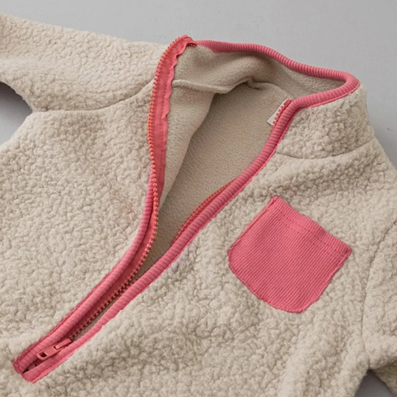 Fleece Patchwork Jumpsuit Outwear Romper
