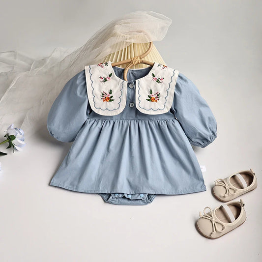 Flower Embroidery Collar Dress