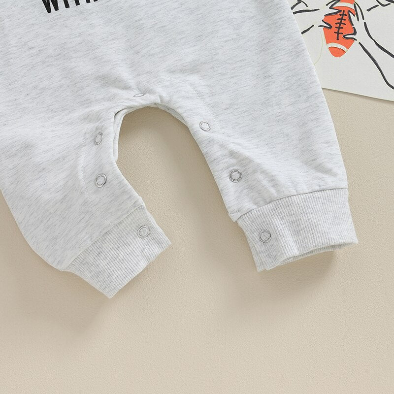 Baby Girl Boy Romper On Saturdays We Watch Football With Daddy Letter Print Long Sleeve Round Neck Jumpsuit Fall Clothes