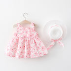 Summer Flower Girl Dress With Hat Set