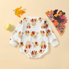 Load image into Gallery viewer, Baby Boys Girls Thanksgiving Romper Turkey Print Long Sleeve Crew Neck Jumpsuit Fall Clothes
