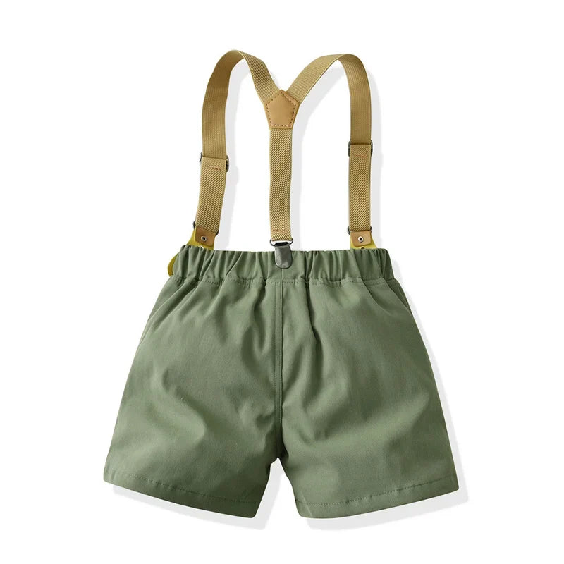 Short Sleeve Bow Tie Suspender Set