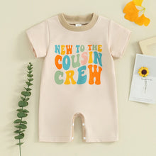 Load image into Gallery viewer, Baby Boys Girls New To The Cousin Crew Romper Colorful Letter Print Short Sleeve Round Neck Jumpsuit

