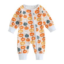 Load image into Gallery viewer, Baby Girl Boy Halloween Romper Long Sleeve Round Neck Pumpkins Print Jumpsuit Newborn Fall Outfit
