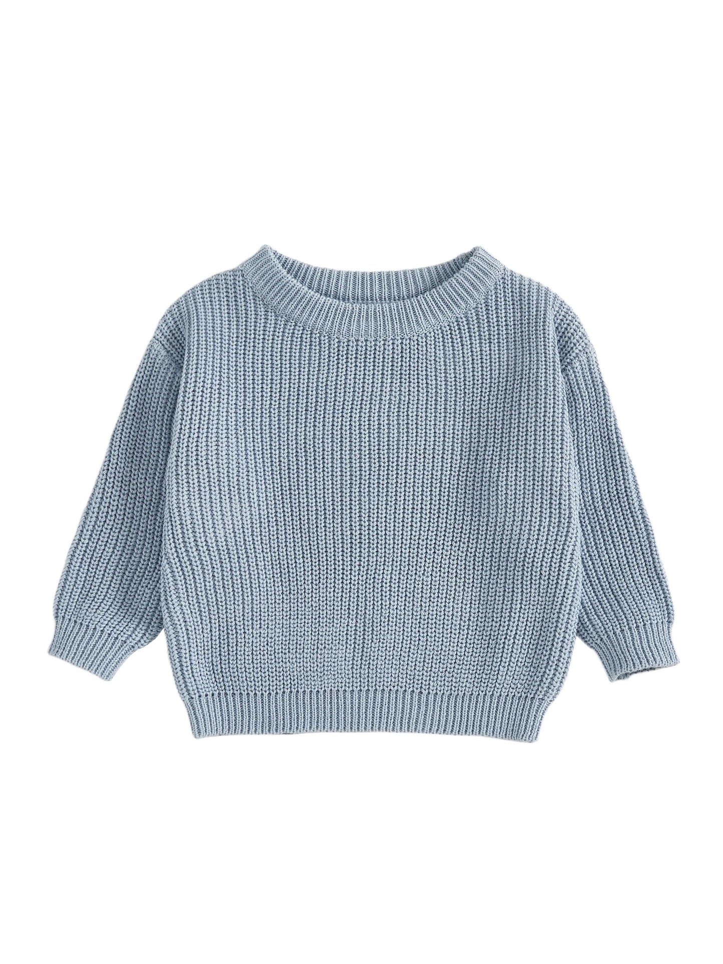 Baby Toddler Kids Girl Boy Knitted Long Sleeve Sweater Solid Loose Pullover Casual Tops Children Knitwear Clothes